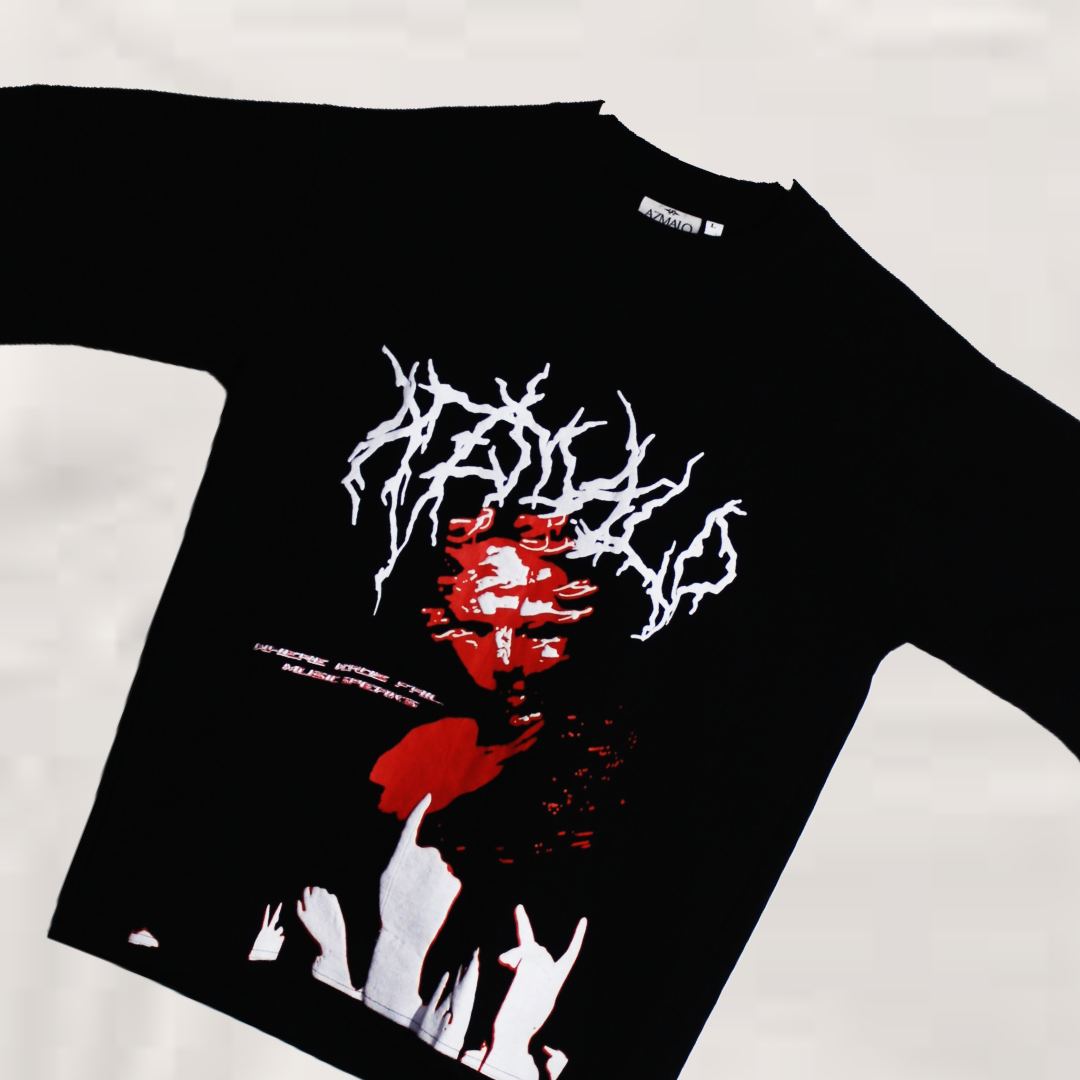 BLACK OVERSIZED "Where Words Fail, Music Speaks" T-Shirts
